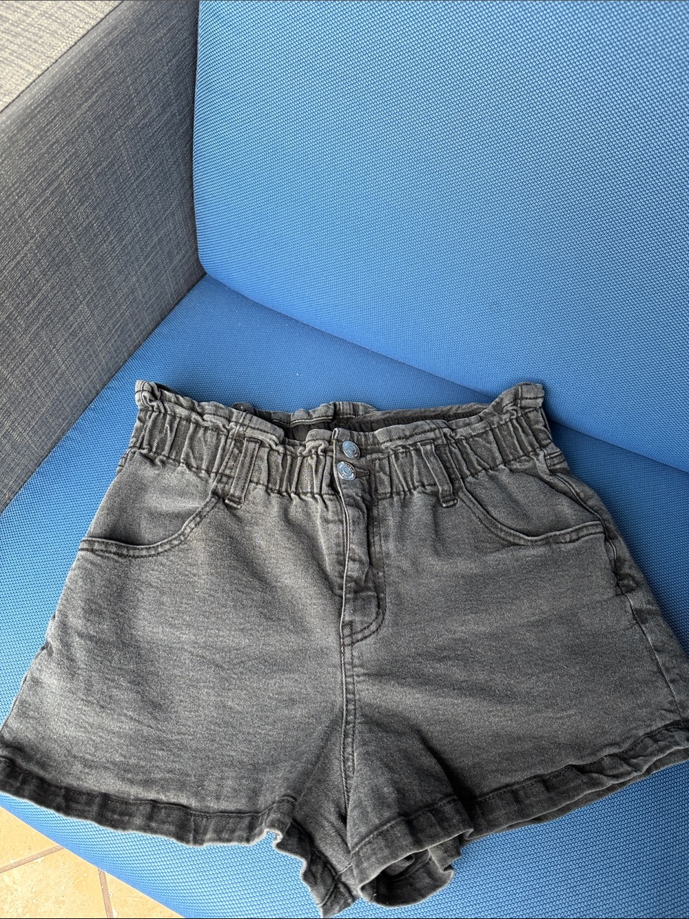 wild fable High-Waist Paperbag Black Denim Shorts